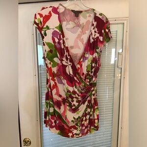 Tommy Bahama pink Floral Mock-Wrap Top